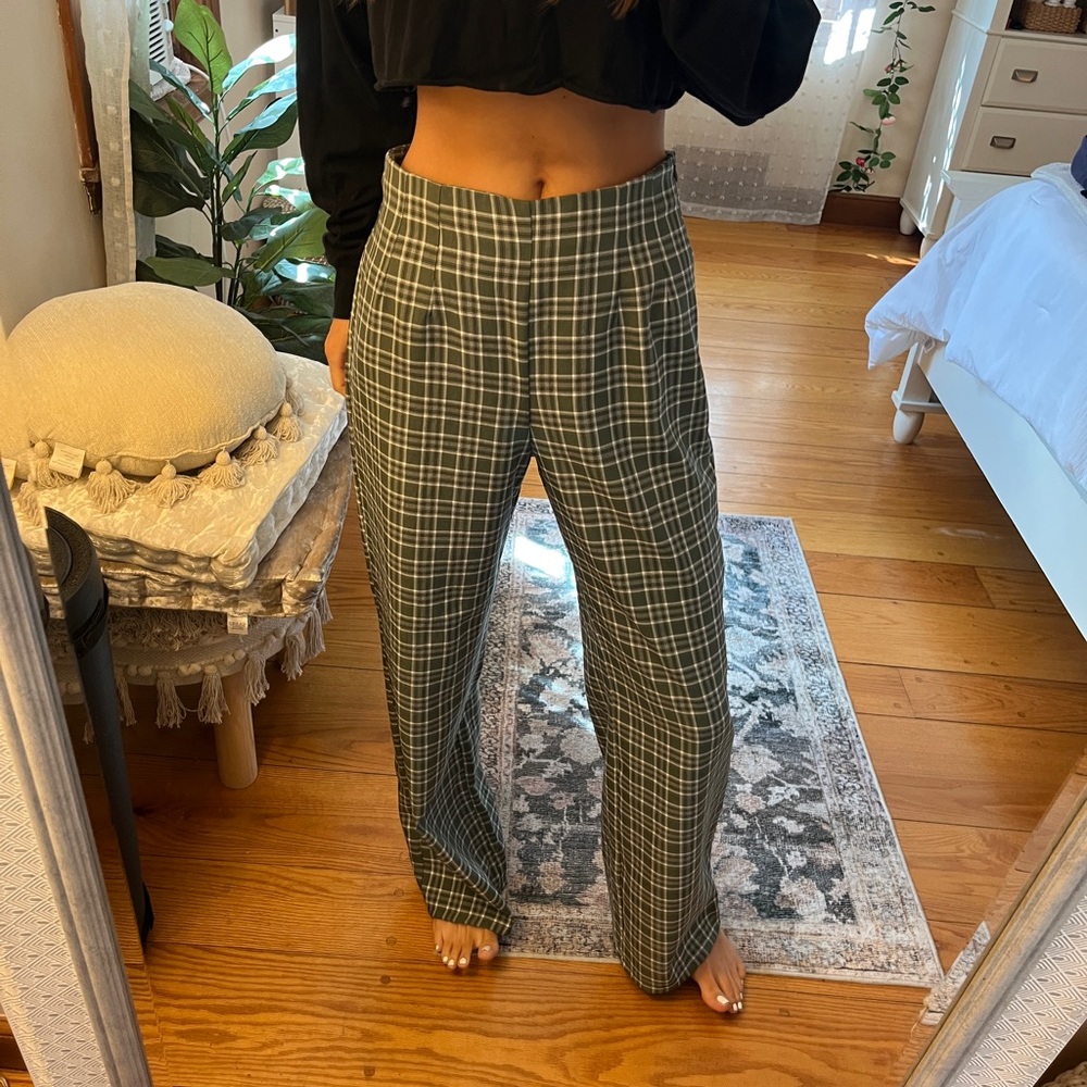 princess polly green plaid trousers